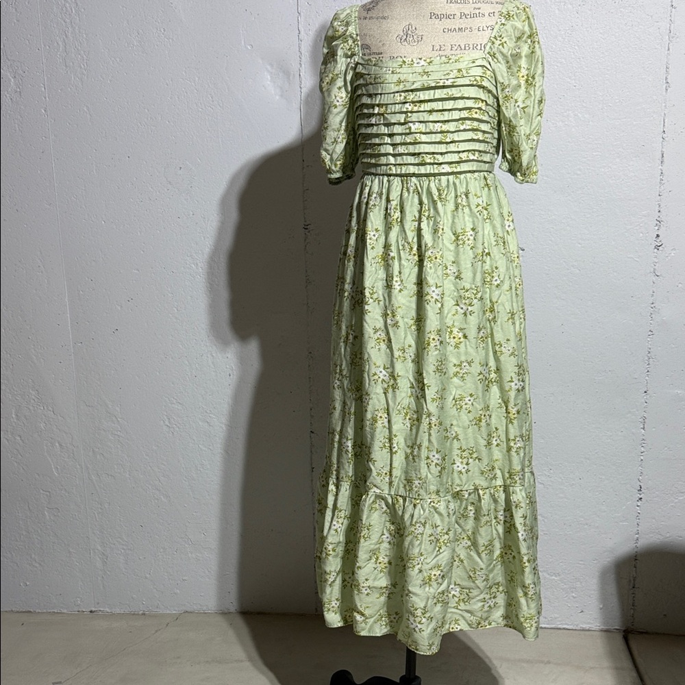 Blu Pepper Sage Green Floral Midi Dress